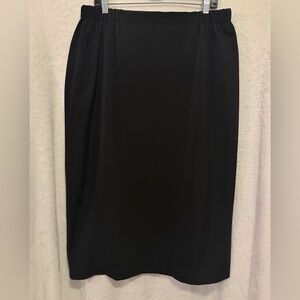 Marina Rinaldi Skirt Size Large Black Designer Plain Wool Luxury Slit Italy Long